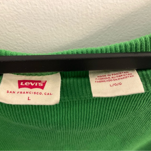 Levi's Bright Green Ribbed Cotton Tank, size large - Picture 3 of 5